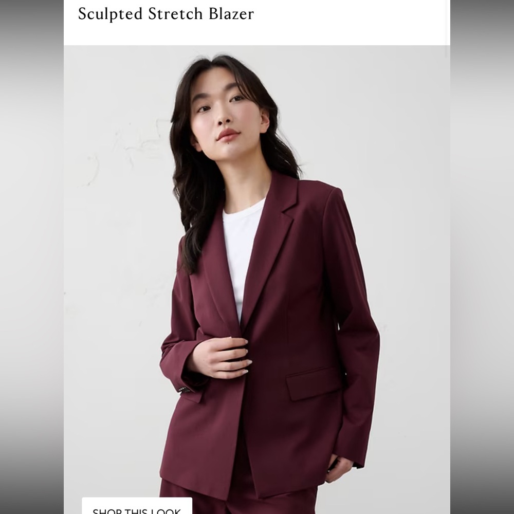 Banana Republic Burgundy Sculpted Stretch Blazer- 8P-